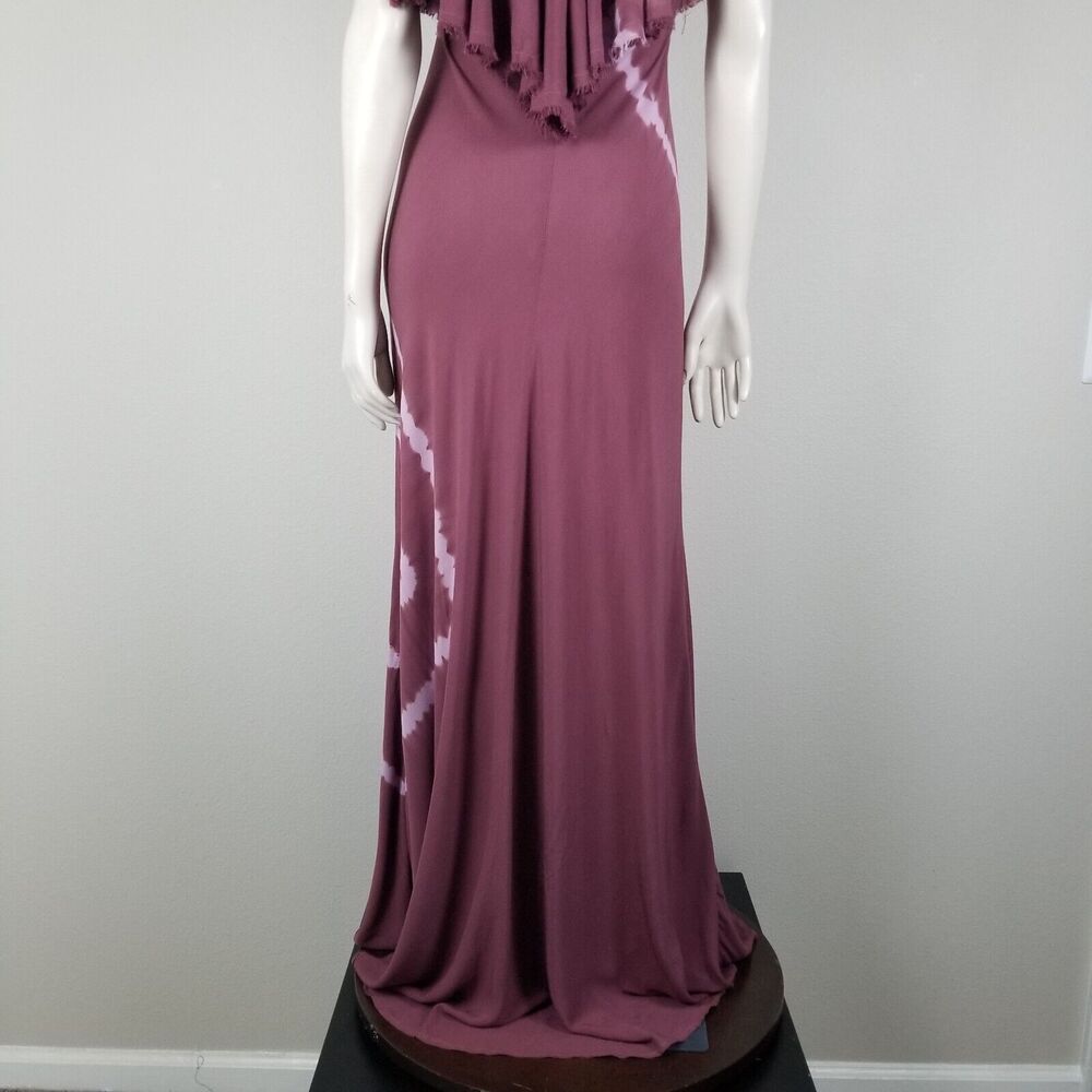 Revolve Blue Life Maroon Tie-Dyed Distressed Ruffle Rayon Maxi Dress Size Small - Picture 8 of 15